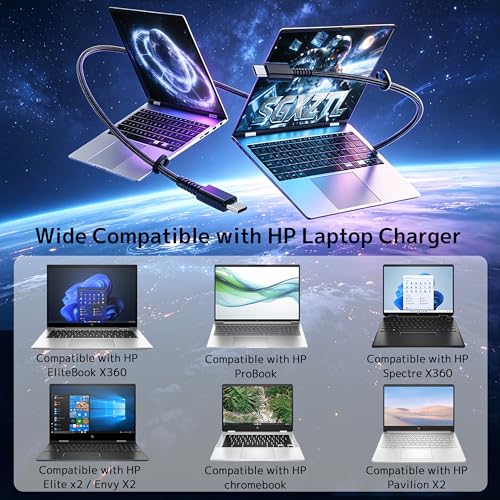 Image of New Slim 65W USB Type C Laptop Charger Compatible with HP, Spectre X360 Envy X360 Elite x2 Elitebook Pavilion Chromebook ProBook Omnibook TPN-LA12 Fast Charging Computer Power AC Adapter (TPN-LA12)
