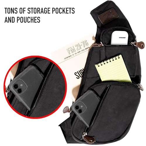 Rothco Vintage Canvas Crossbody Sling Bag – Compact Travel Shoulder Backpack 2L Storage3