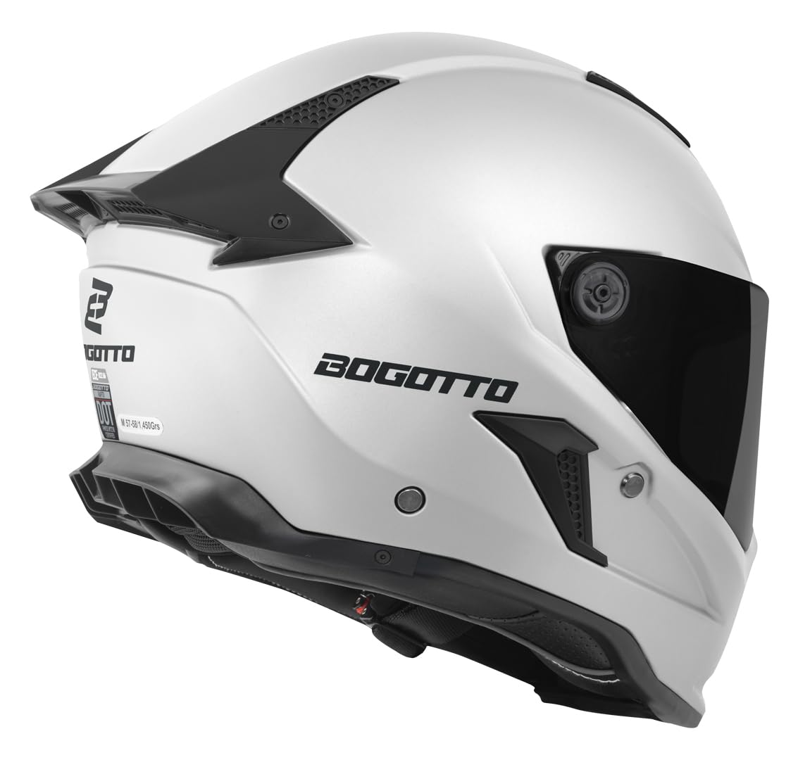 Bogotto Rapto Helm, Weiß Matt, XL, Integralhelm, ECE 22.06 | Beschlaghemmend