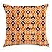ABAKUHAUS Arancione Marrone Federa Fodera Cuscino, Diamante Controllare Argyle, Copricuscino Quadrato Decorativo, 60 cm x 60 cm, Redbrown Peach Arancione