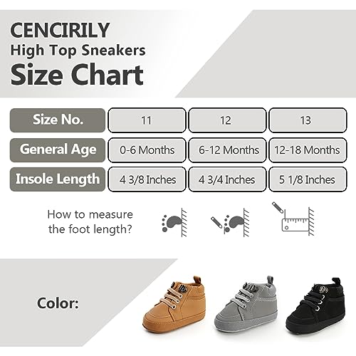 Image of CENCIRILY Baby Boys Girls High Top Sneakers Soft Soles Anti Skid Infant Ankle Shoes Toddler Prewalker First Walking Crib Shoes