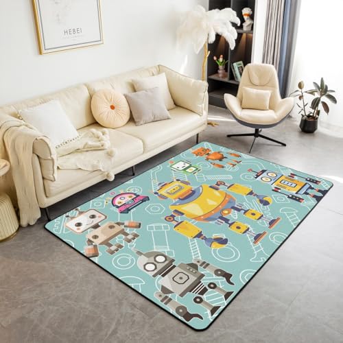 Tapis graffiti bleu sarcelle antidérapant pour chambre ado et enfant