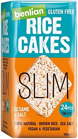 Benlian Slim Brown Rice Cakes, Sesame & Salt Flavor, 100g | Gluten-Free | High Fiber | Vegan-Friendly | No Artificial Additives
