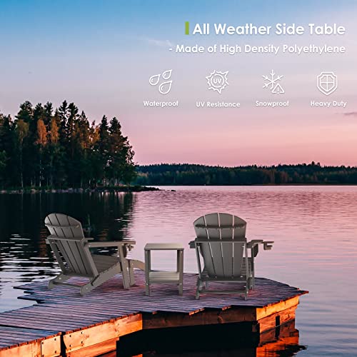 Greenvines Adirondack Outdoor Side Table, 14‘’ X 13’’ Hdpe Plastic All Weather End Tables With Storage Shelf For Poolside Indoor Outside Front Porch Living Room Patio Backyard Campfire, Grey #TOP5
