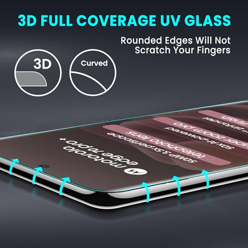 Image of FIRST MART UV Tempered Glass for Motorola Edge 70 Pro Plus - Pack of 2, 9H Full-Glue Curved Screen Protectors, HD Clear, Fingerprint Compatible, Installation Kits | Crystal Clear