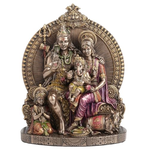 Estatua Lord Shiva con Familia Parvati Ganesha y Kartikeya 7.38 pulg