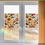 Décalques statiques en PVC avec motif floral et oiseau conçus pour le verre et les portes, vitrail, esthétiques pour les intérieurs modernes (A)