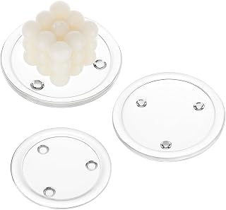 PH PandaHall 3 Size Candle Holders Glass Candle Plate Pillar Candle Tray Round Candledisk Base Clear Candle Dish Transparent Candle Holder for Home Dining Table Centerpiece Wedding 4"/4.3"/5"