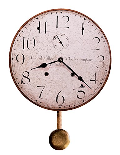Howard Miller Original II Wall Clock – Rustic, Vintage Style Pendulum Wall Clock with Distressed Dial, Battery Operated Quartz Movement, Charming Antique Look for Farmhouse or Old-World Décor