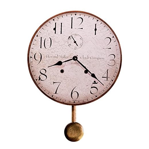 Howard Miller Original II Wall Clock – Rustic, Vintage Style Pendulum Wall Clock with Distressed Dial, Battery Operated Quartz Movement, Charming Antique Look for Farmhouse or Old-World Décor