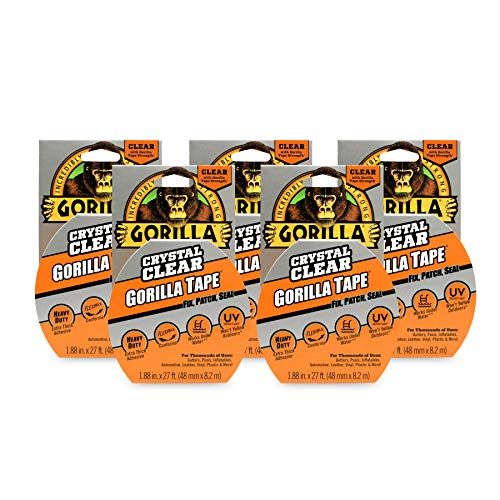 Image of Gorilla Crystal Clear Duct Tape, 1.88 inch x 9 yd, Clear, (Pack of 5)