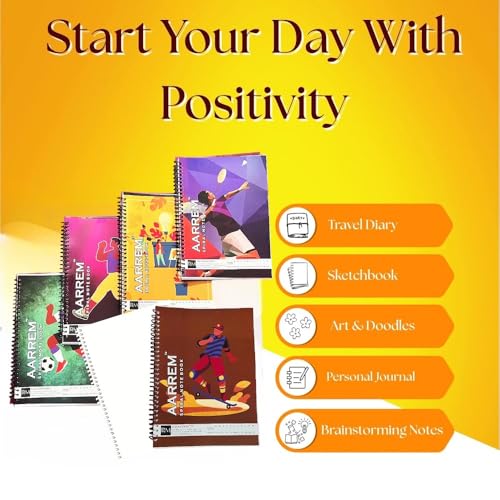 Image of Premium Spiral Notebook Plain A4 Size, Unruled 70 GSM Paper, 200 Pages, College Unruled Paper, School Office Supplies, Multicolor Pack of (24)