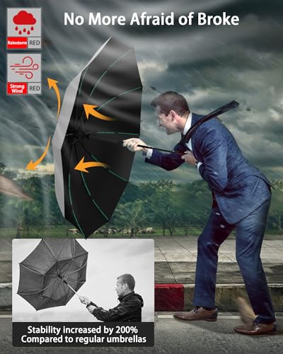 ANYCHO Umbrella 3 Fold - Automatic Umbrella for Women and Men -Folding Umbrella with 50 Sturdy Ribs - UV Protect 3 Fold Umbrella for Women (Gery) - Image 5