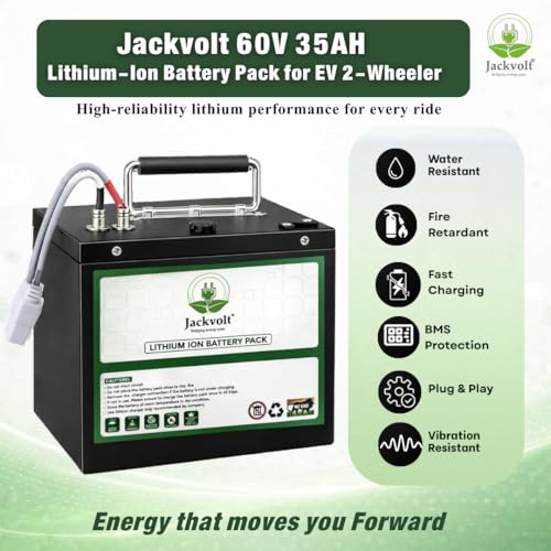 Image of JACKVOLT JV12 Series- 60V 35Ah Lithium Ion Battery for Electric Scooter, E-Bike & EV | Rechargeable Lithium Battery Pack with BMS | Waterproof, Fire Retardant, Compact, Lightweight & Detachable