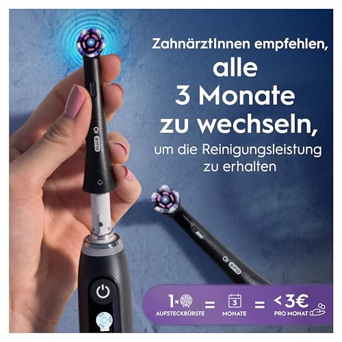 Oral-B iO Strahlendes Weiss Aufsteckbürsten — ORIGINAL Zahnbürstenaufsatz für Elektrische Oral-B iO Zahnbürsten, Zahnaufhellung für weißere Zähne — Schwarz, 8 Stück 5
