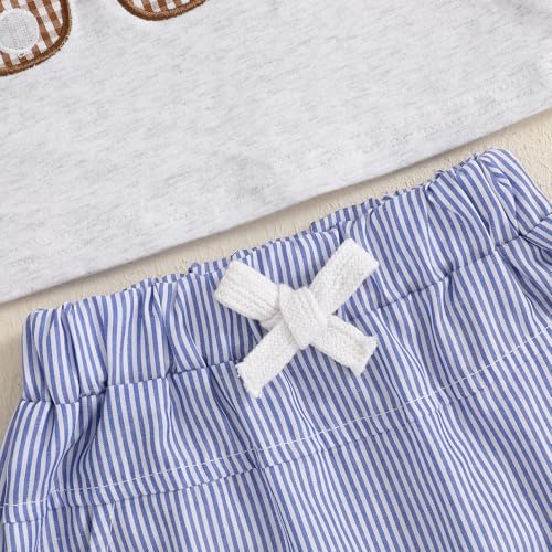 Image of Toddler Baby Boy Easter Rabbit Outfit Short Sleeve Bunny Carrot Smocked T-shirt Elastic Waist Shorts Summer Clothes