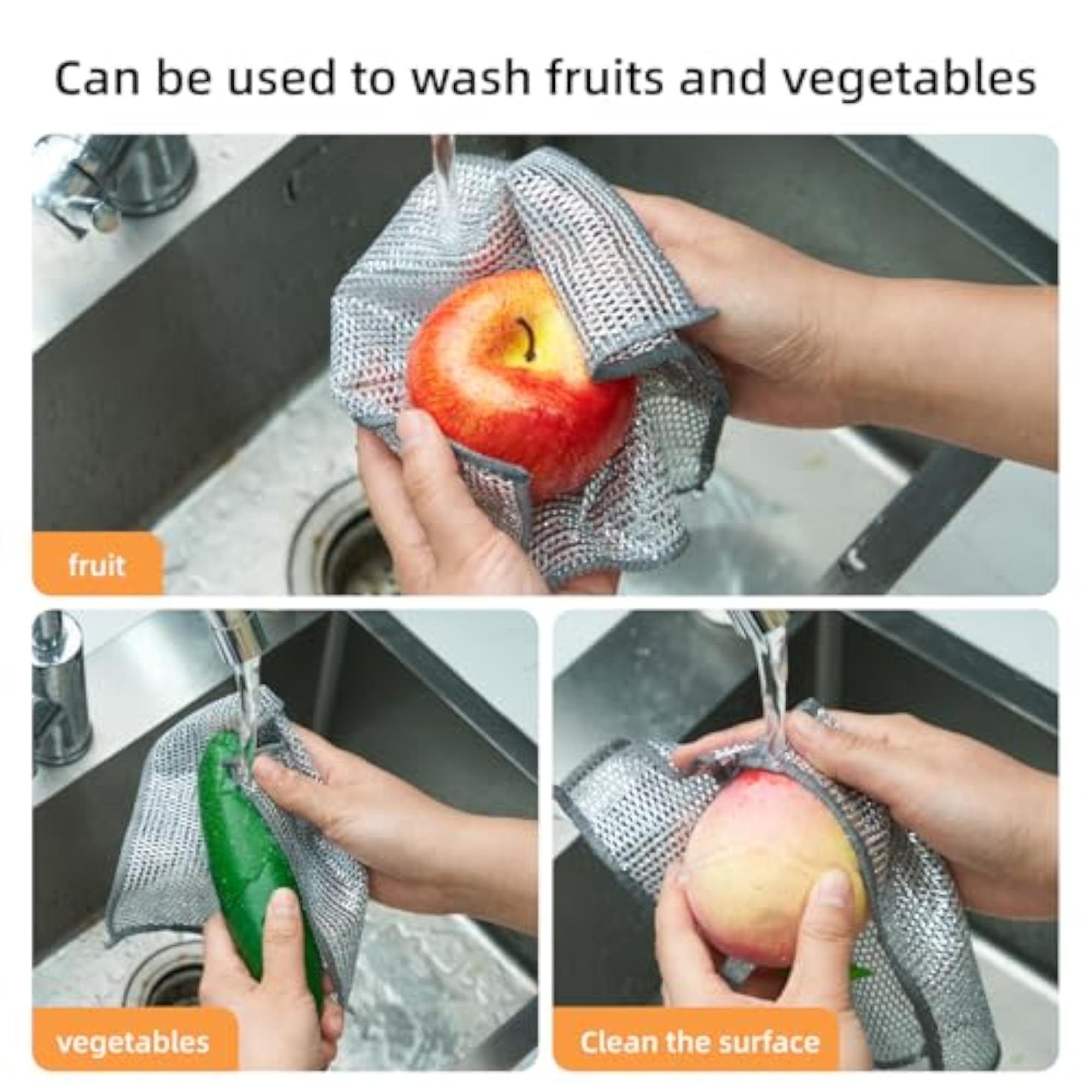 Multipurpose Wire Miracle Kitchen Cleaning Cloths, Magnifying Wire Dishwashing Rags