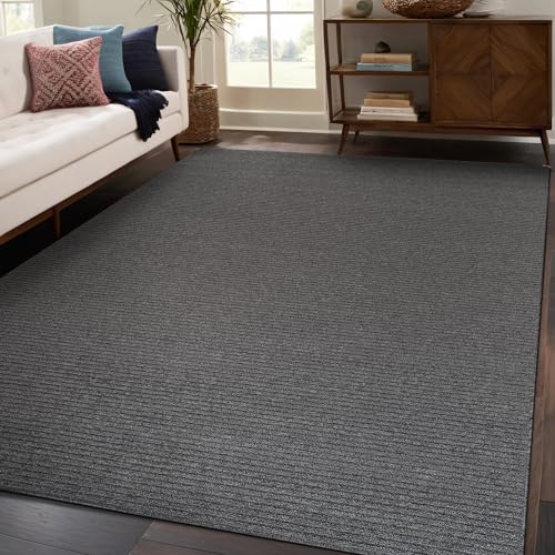 Beverly Rug Non-Slip Modern Rug 5x7 Solid Traditional Rubber Backing