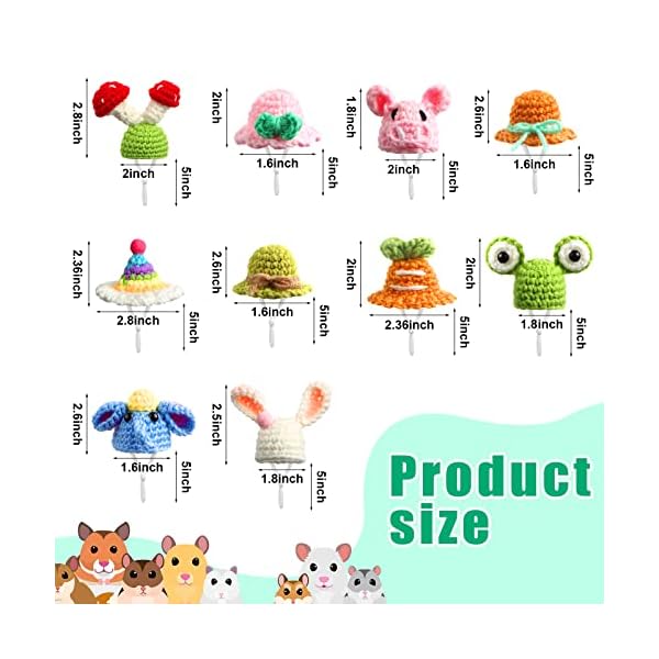 10 pcs hamster hat small animals cute tiny hat mini hand knitted hats for snakes pets bearded dragon guinea pig bunny costume accessories holiday parties - image 3