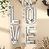 SHYFOY Mirrored Love Letters Living Room Wall Decor 20in Big Size Crushed Diamond Mirror Set Sparkly Silver Home Decor Love Sign Crystal for Wedding Centerpiece Party Gift