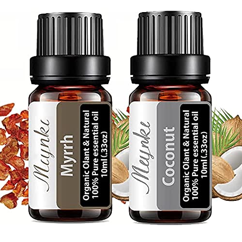Myrrh Essential Oil And Coconut Essential Oil Organic Plant & Natural 100% Pure Therapeutic Grade Oil Perfect For Diffuser, Humidifier, Massage, Aromatherapy, Skin & Hair Care-2X10Ml #TOP27
