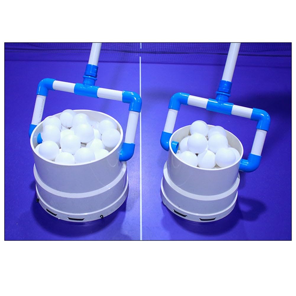 Raccoglitore portatile di palline da ping pong con 40/80 palline, multi-angolo retriever con manico staccabile, plastica + corda elastica, bianco