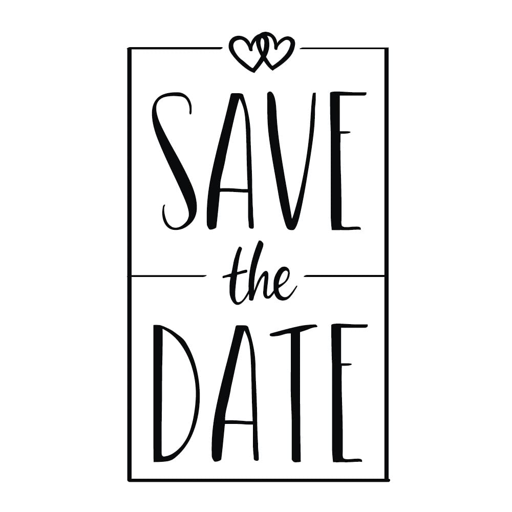 Rayher Assorted 29202000 Wood Mounted Rubber Stamp With Save The Date Design, Craft Stamp For Invitations, Scrapbooking And Card Making, 5X8cm