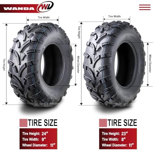 Image of WANDA UTV ATV Tires 23x8-11 Front & 24x9-11 Rear /6PR P373 Lit Mud
