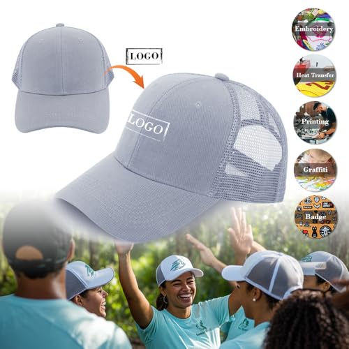 Image of ZH 24 Pack Blank Mesh Trucker Hats, Bulk Baseball Caps Adjustable for Men and Women, Wholesale Plain Snapback Caps