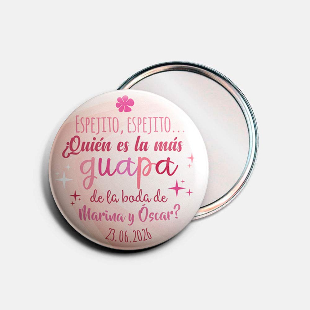 setecientosgramos Chapas Espejo Personalizadas para Bodas | Guapa (150)