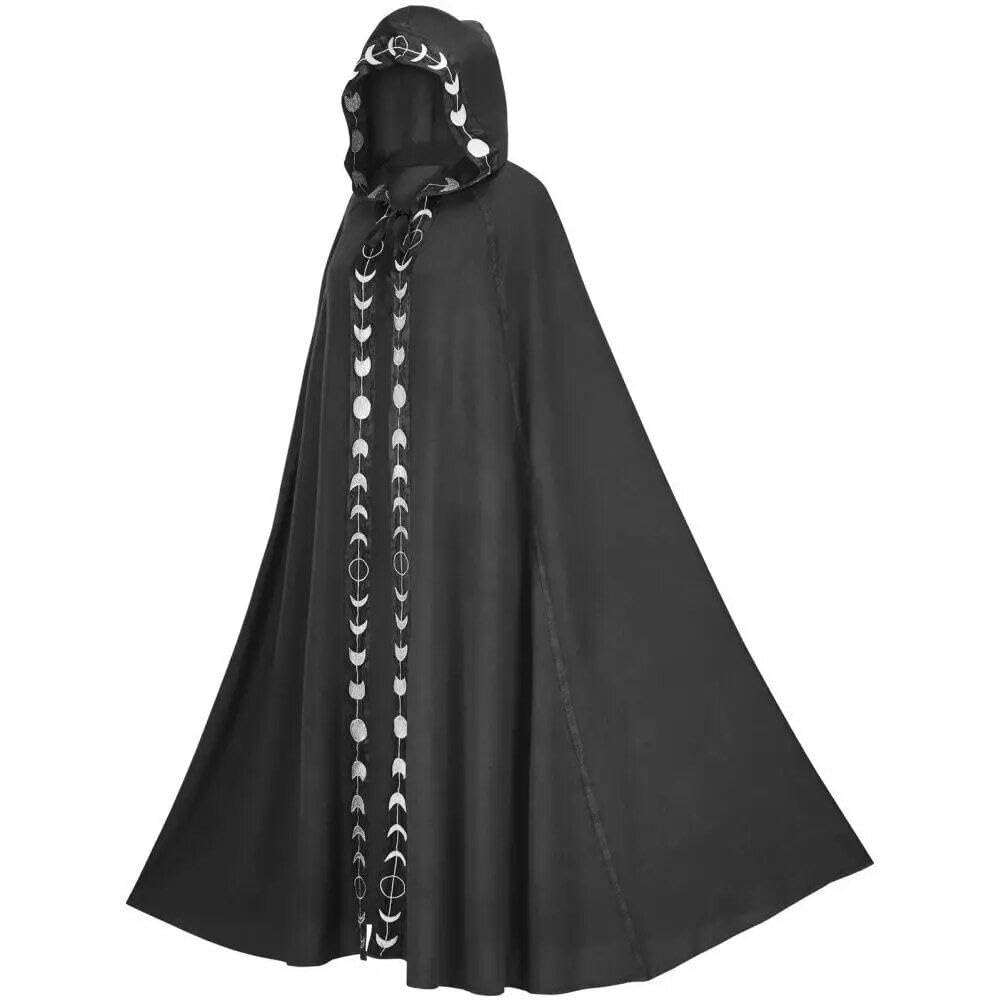 Cape à capuche d'Halloween Sanfly imprimé lune costume extra long