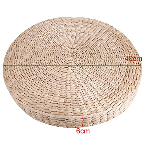 Tatami Bodenkissen, 40cm Runder Pouf Tatami-Kissen Sitzkissen Outdoor Bodensitzkissen Meditationskissen Stroh Meditation Weiche Yogamatte