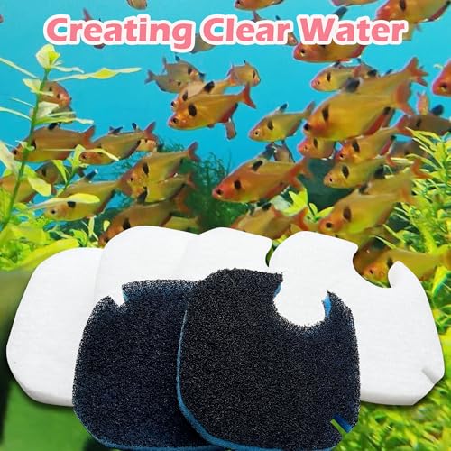 Image of Replacement Canister Filter Pads Compatible with AMOSIJOY 172 /225 /265GPH Aquarium External Filter, 4 White Floss and 2 Coarse Filter Pads for PONDFORSE 172 /225 /265GPH Canister Filter (6 Pack)