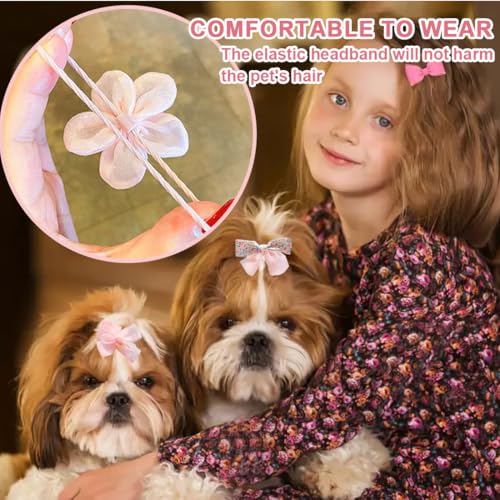 WUSJCOF 10 Stück Hunde Haarspangen, Hund BöGen Haarschmuck, Kopfbedeckung für Haustiere, Süße Haarspange für Katze und Hund, Für die Tierpflege (Für Kleine Mittelgroße Hunde Katzen)