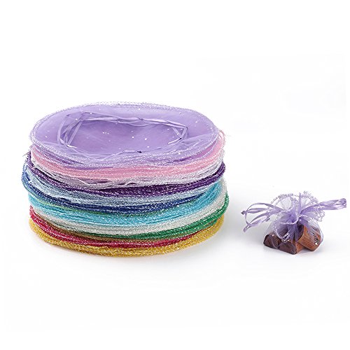 Bezall Round Organza Bags, 50Pcs 9.8 Inch Drawstring Jewelry Candy Pouch Christmas Wedding Party Favor Gift Packaging Bags (Mixed Color) #TOP8