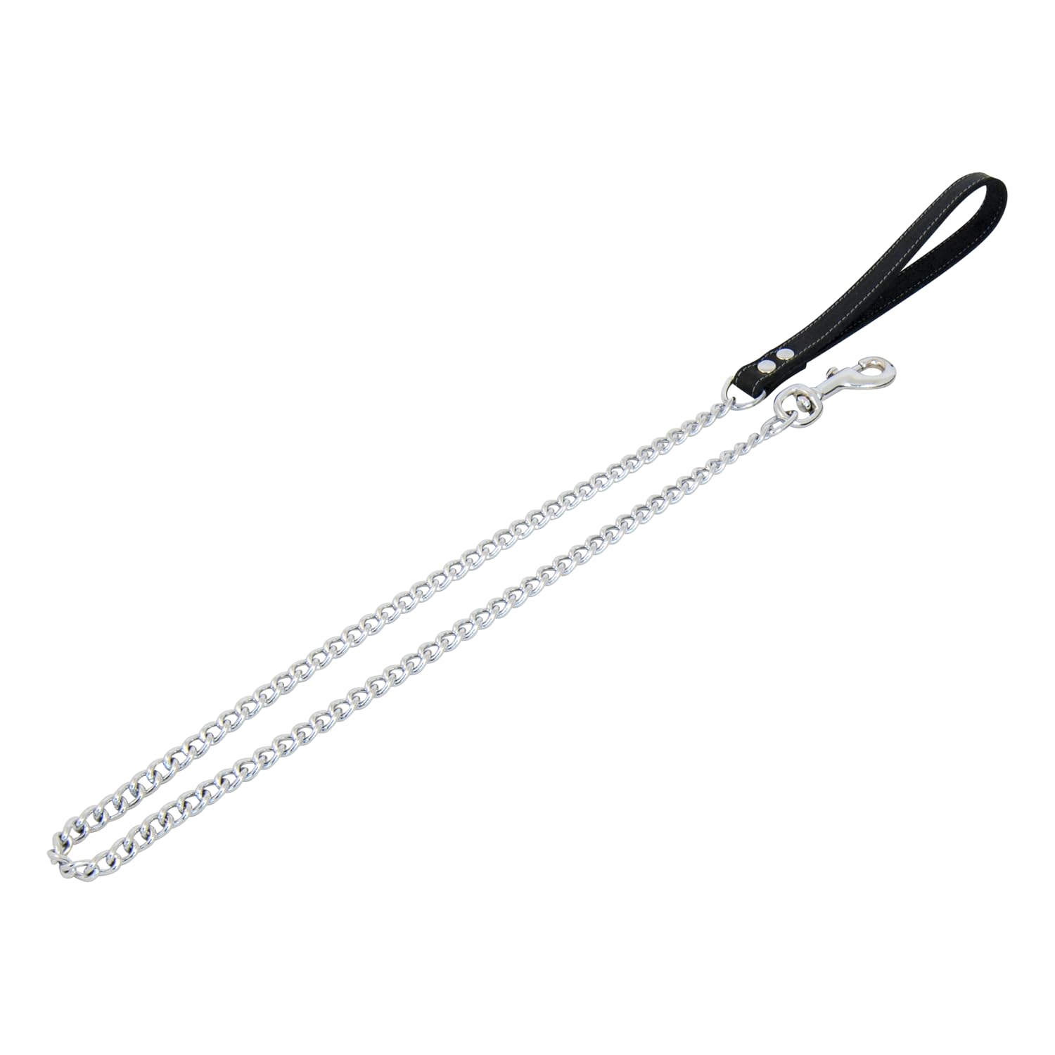 JACK AND VANILLA, Chain Lead for Dogs, Fat Leather, Black, Size 12 mm x 110 cm