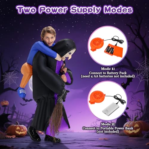Disfraz inflable de bruja para niños miniatura 4
