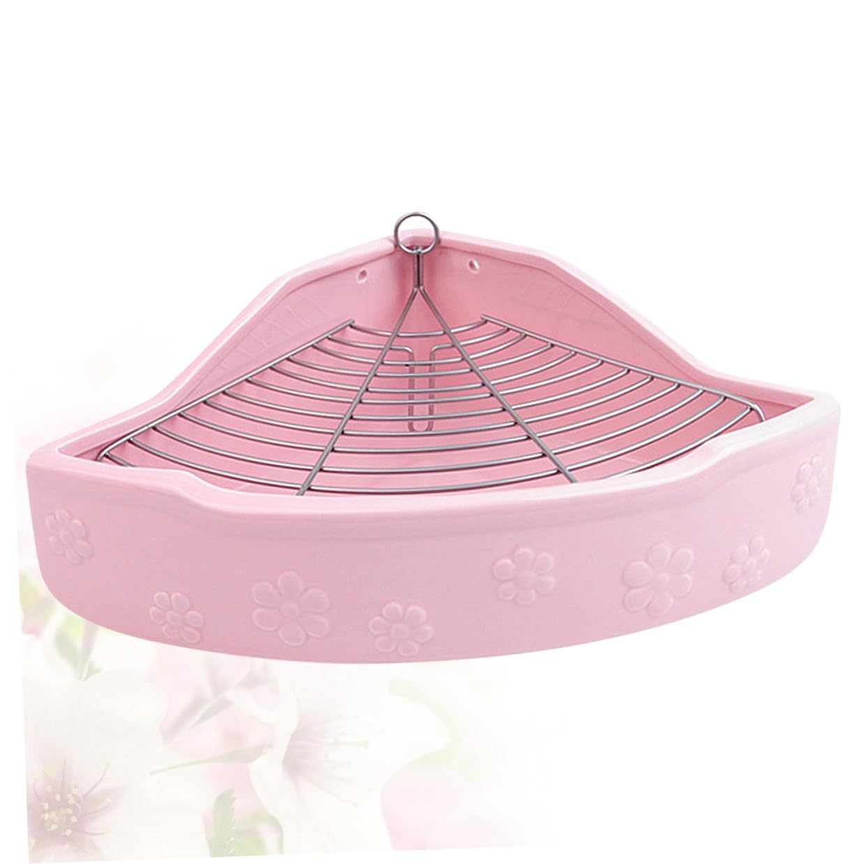 Praktische Rosa Keramik Haustiertoilette für Kaninchen und Kleine Haustiere Bissfest und Kippsicher mit Dreieckiger Form für Platzsparendes Training