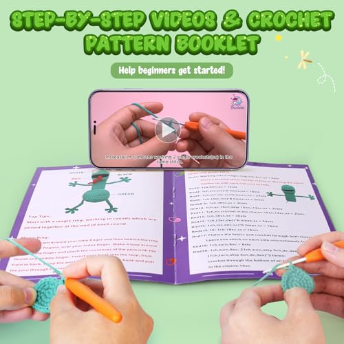 Image of Crochetta Crochet Kit for Beginners, Crochet Starter Kit w Step-by-Step Video Tutorials, Beginner Crochet Kit for Adults Kids Women Men Complete Kit Included (Crochet Door Stop)