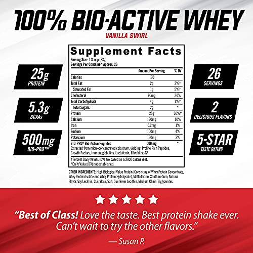 iSatori Bio-Active Whey Protein Powder - Vanilla Swirl (30 Servings) Classic Blender Bottle (Clear Bottle with Red Top) - Image 4
