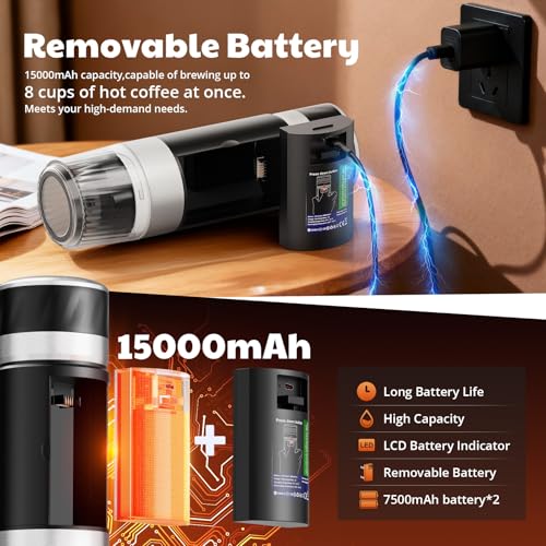 Image of Portable Espresso Maker with Removeable Battery, Portable Espresso Machine with USB-C, 3-in-1 Small Espresso Machine with Ground Coffee & Capsules (NS＆DG) for RV, Hiking (Black)