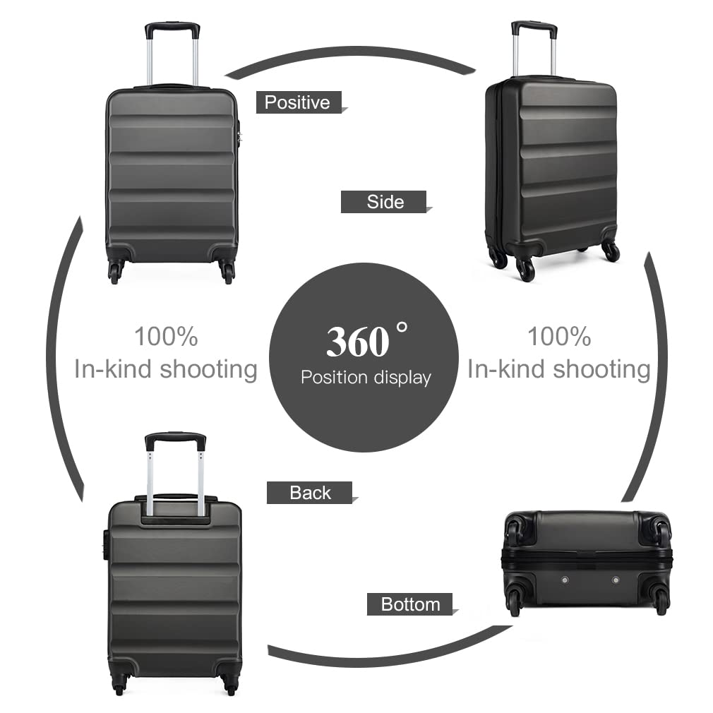 Kono Trolley Bagaglio a Mano 55x38x20cm Rigidi e Leggerissima ABS Valigia con 4 Ruote