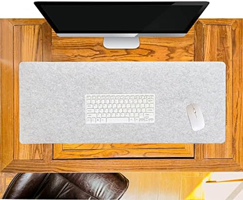 DAWNTREES Non-Slip Felt Desk Pad|900x400x3mm Desk Mat |Office Desk Pad Protector |Keyboard Pad | Extra Large Felt Mouse Pad, Light Grey