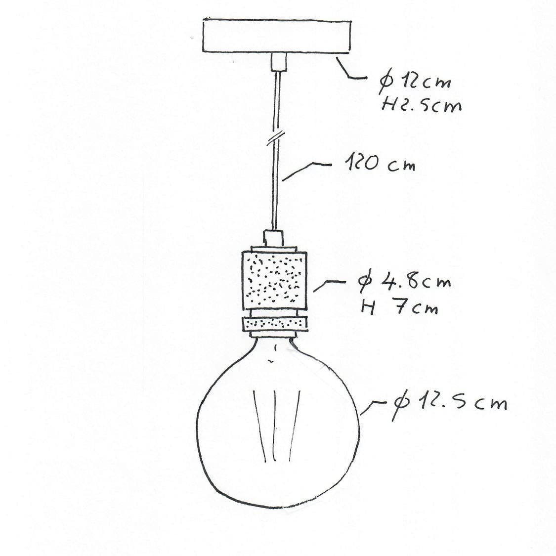 creative cables - Lampada a sospensione Made in Italy completa di cavo tessile e portalampada in alluminio zigrinato - Senza lampadina, Titanio satinato