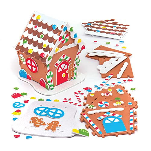 Baker Ross Kits de casa de pan de jengibre de espuma: suministros creativos de arte y manualidades navideños para que los niños hagan y decoren (paquete de 2)