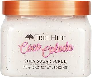 Tree Hut - Exfoliante de azúcar y karité, Coco Colada, 18 onzas, exfoliante ultrahidratante para un cuidado corporal nutritivo y esencial