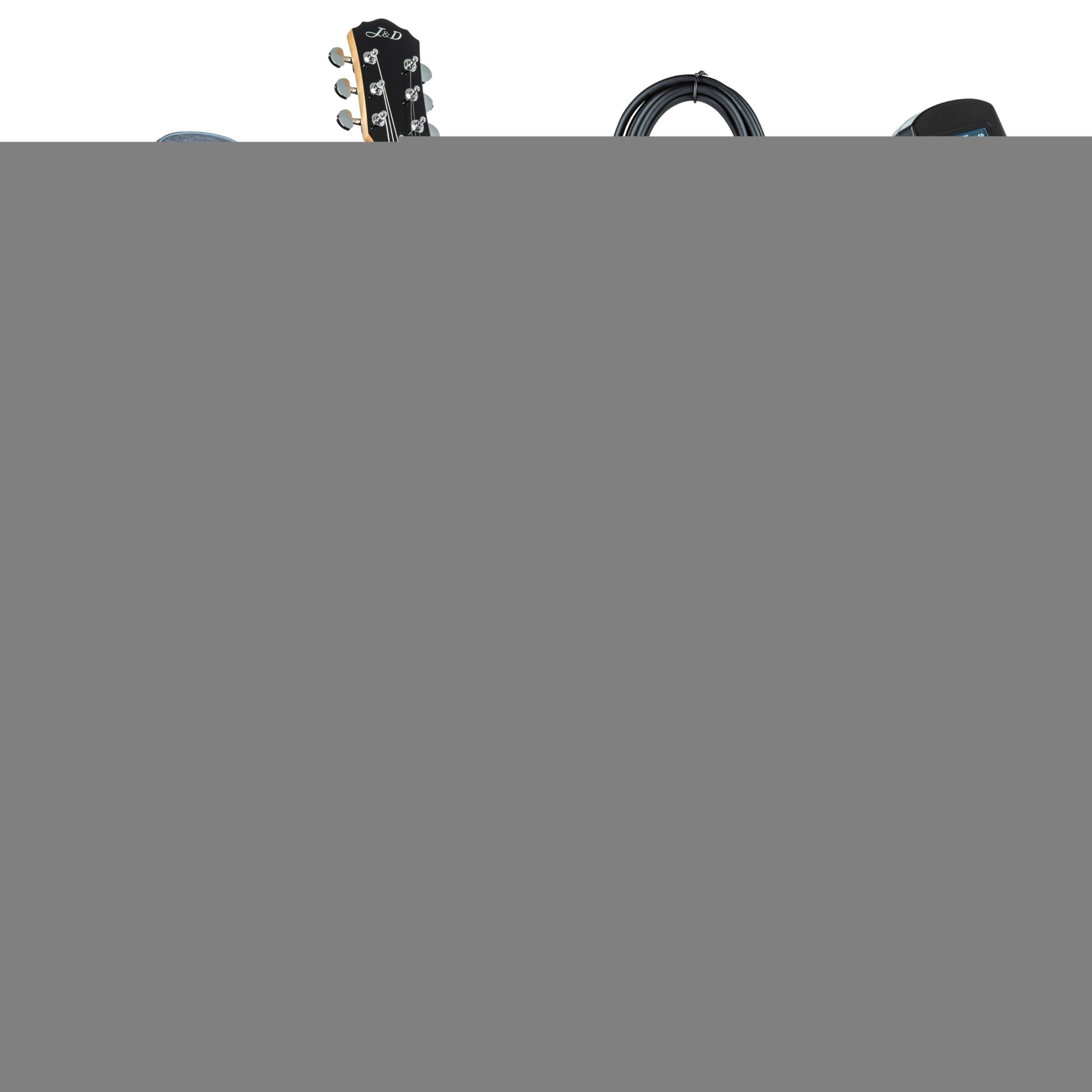 E-Gitarren Set für Anfänger, Rockson ST Black, 10W Verstärker, inkl. Zubehör, Hochglanz Schwarz, 22 Bünde, 5-Weg Schalter, Vintage Tremolo, geeignet für Einsteiger, Komplettset