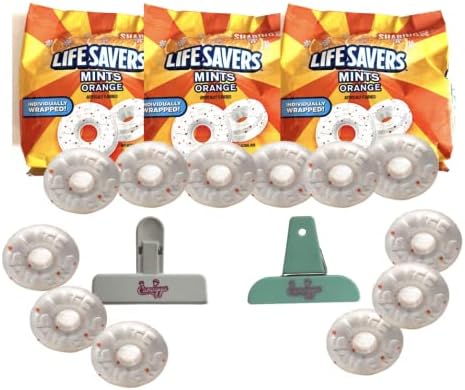 LifeSavers Hard Candy Orange Mint Sharing 13 oz Size bag Individually Wrapped 3 bags with Exclusive Candyya clip bundle