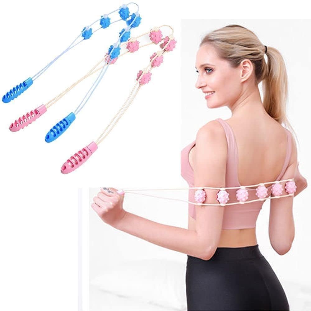 House Tools Manual Back Massager Trigger Point Roller Self Rope for Pain Relief Deep 6 Balls Massage Point Suitable for Legs Waist Neck and Shoulder Relaxer(1 Pcs)