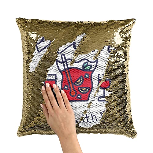 Coussin Paillettes Doré Rhum Away Solution Déco Canapé Originale